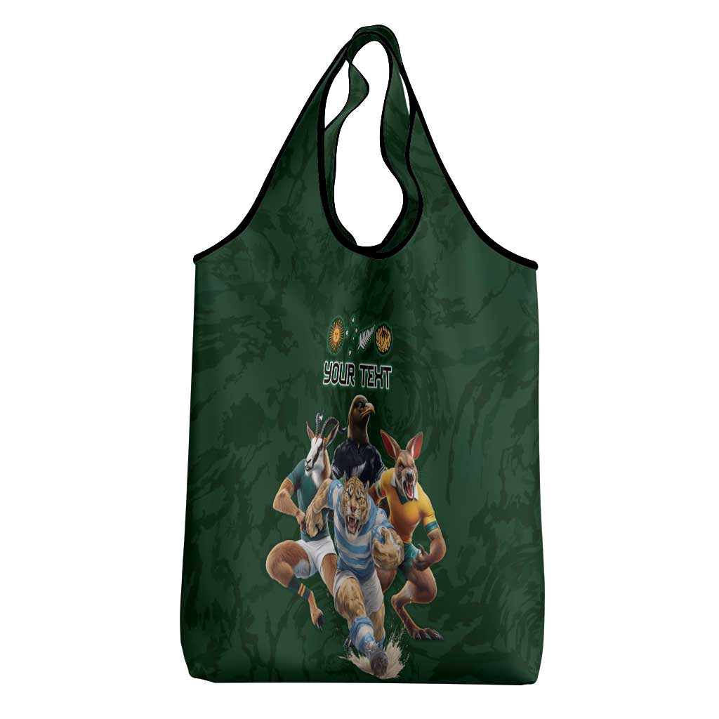 Custom Rugby Southern Hemisphere Grocery Bag Argentina AUNZ South Africa Mascot Green - Wonder Print Shop