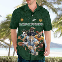 Custom Rugby Southern Hemisphere Hawaiian Shirt Argentina AUNZ South Africa Mascot Green - Wonder Print Shop