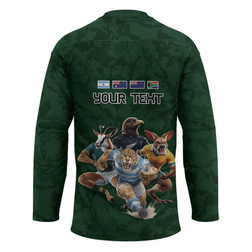 Custom Rugby Southern Hemisphere Hockey Jersey Argentina AUNZ South Africa Mascot Green - Wonder Print Shop