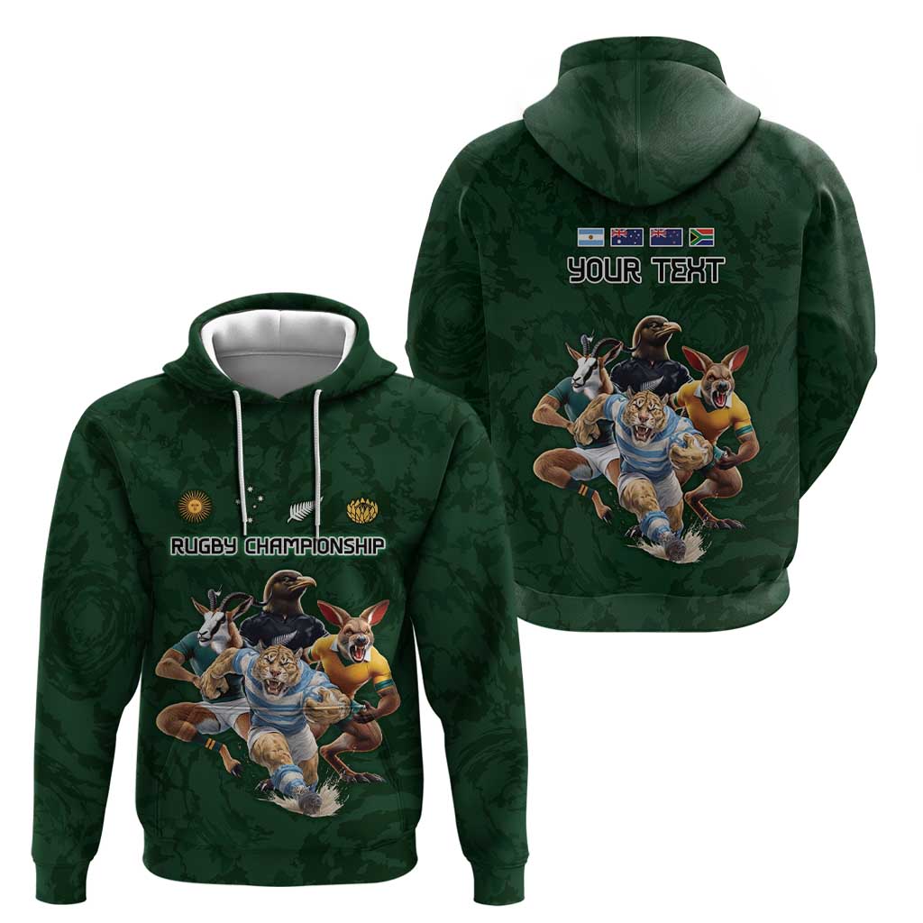 Custom Rugby Southern Hemisphere Hoodie Argentina AUNZ South Africa Mascot Green - Wonder Print Shop
