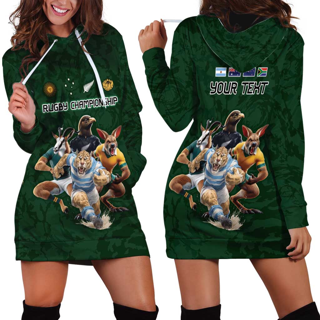 Custom Rugby Southern Hemisphere Hoodie Dress Argentina AUNZ South Africa Mascot Green - Wonder Print Shop