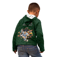 Custom Rugby Southern Hemisphere Kid Hoodie Argentina AUNZ South Africa Mascot Green - Wonder Print Shop