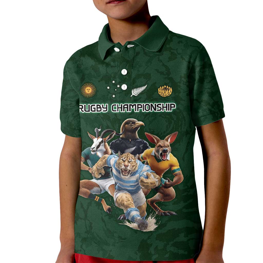 Custom Rugby Southern Hemisphere Kid Polo Shirt Argentina AUNZ South Africa Mascot Green - Wonder Print Shop