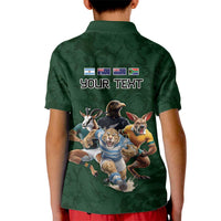 Custom Rugby Southern Hemisphere Kid Polo Shirt Argentina AUNZ South Africa Mascot Green - Wonder Print Shop