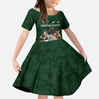 Custom Rugby Southern Hemisphere Kid Short Sleeve Dress Argentina AUNZ South Africa Mascot Green - Wonder Print Shop