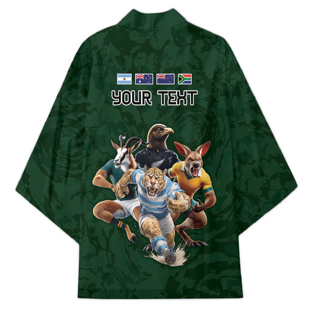 Custom Rugby Southern Hemisphere Kimono Argentina AUNZ South Africa Mascot Green - Wonder Print Shop