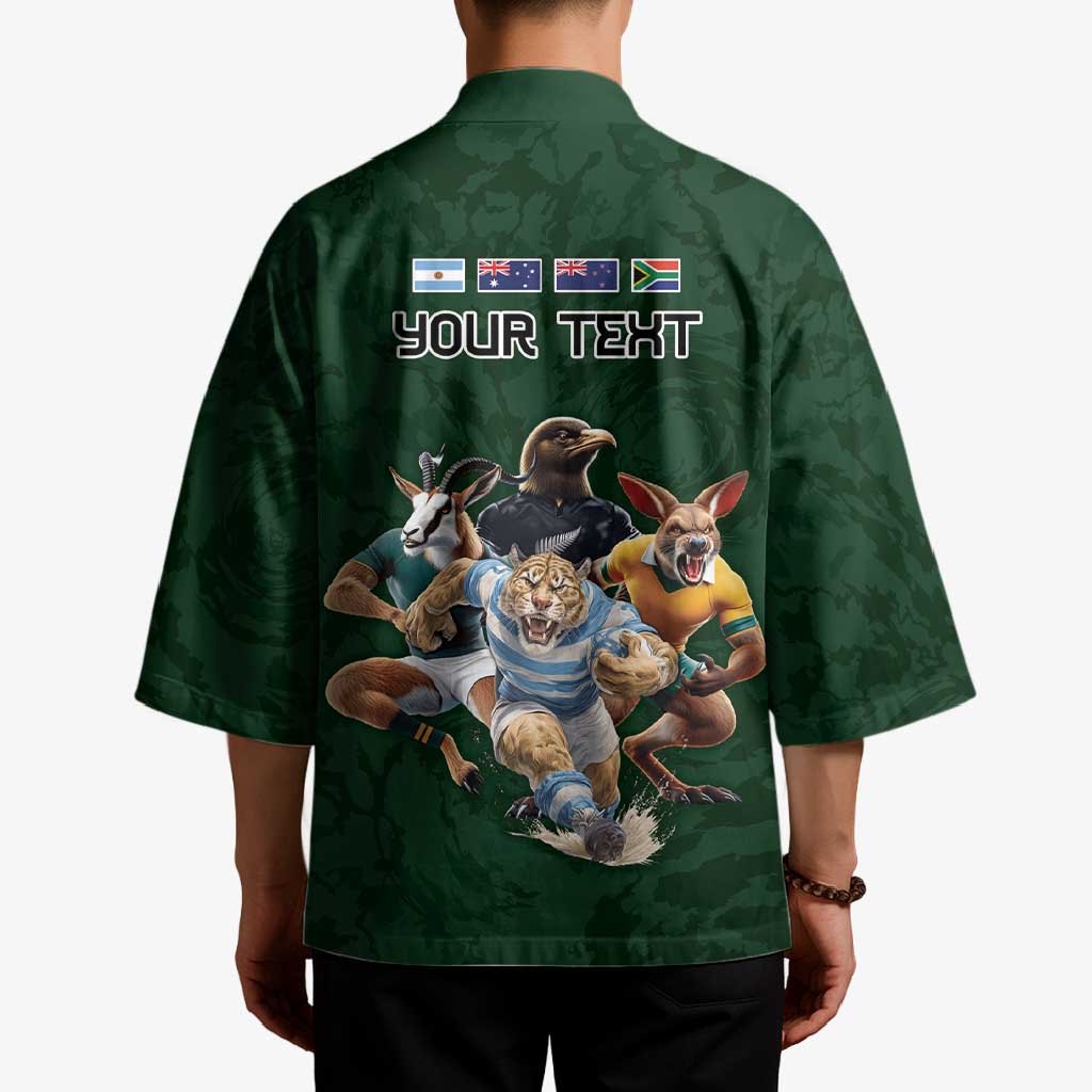 Custom Rugby Southern Hemisphere Kimono Argentina AUNZ South Africa Mascot Green - Wonder Print Shop