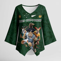 Custom Rugby Southern Hemisphere Kimono Sleeve Blouse Argentina AUNZ South Africa Mascot Green - Wonder Print Shop