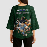 Custom Rugby Southern Hemisphere Kimono Sleeve Blouse Argentina AUNZ South Africa Mascot Green - Wonder Print Shop
