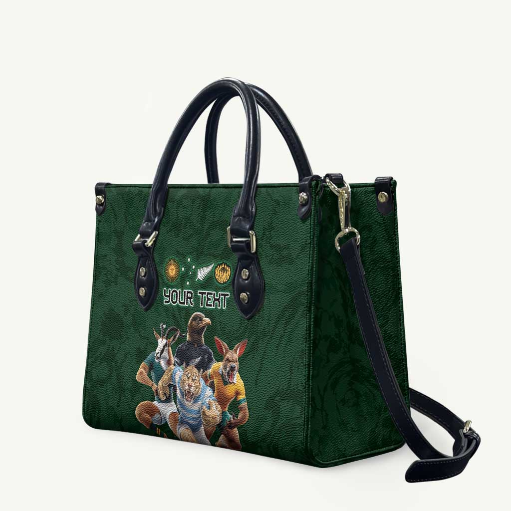 Custom Rugby Southern Hemisphere Leather Bag Argentina AUNZ South Africa Mascot Green - Wonder Print Shop