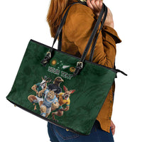 Custom Rugby Southern Hemisphere Leather Tote Bag Argentina AUNZ South Africa Mascot Green - Wonder Print Shop