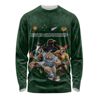 Custom Rugby Southern Hemisphere Long Sleeve Shirt Argentina AUNZ South Africa Mascot Green - Wonder Print Shop