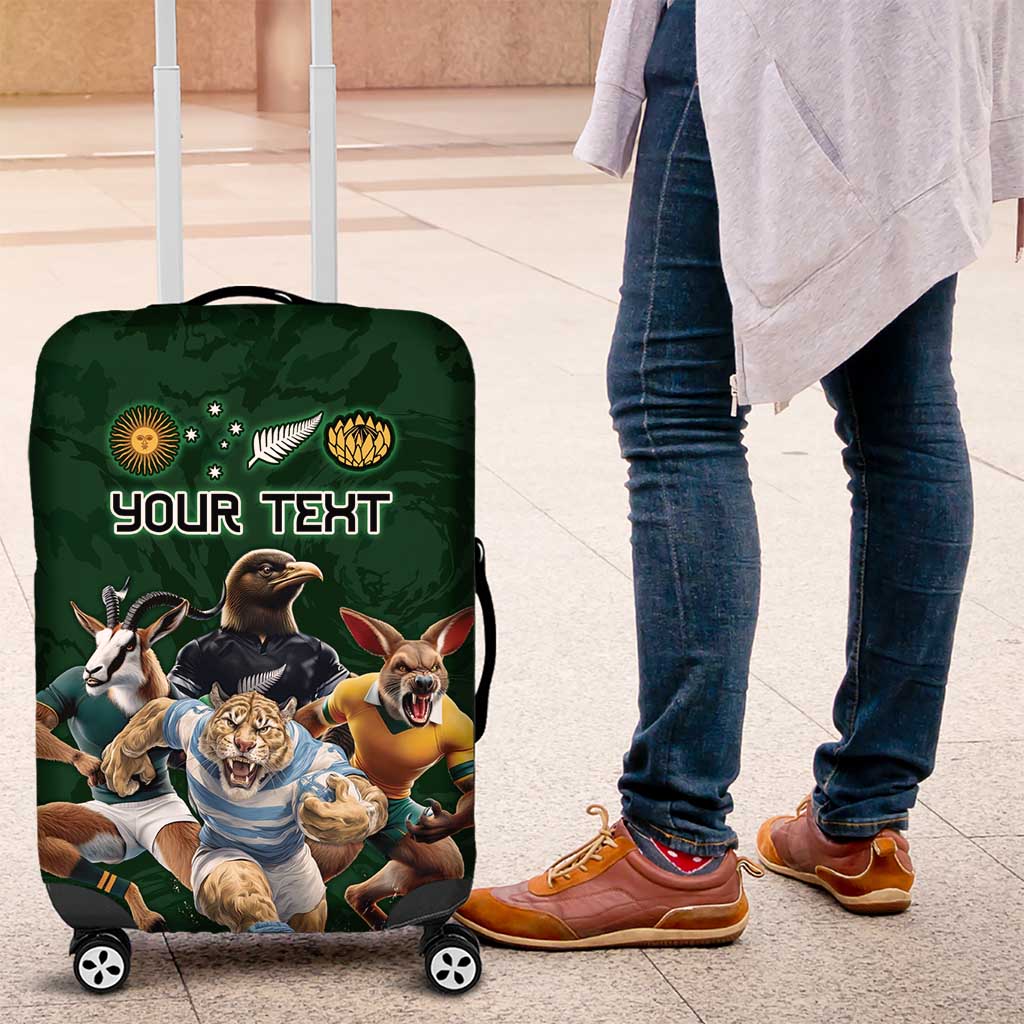 Custom Rugby Southern Hemisphere Luggage Cover Argentina AUNZ South Africa Mascot Green - Wonder Print Shop