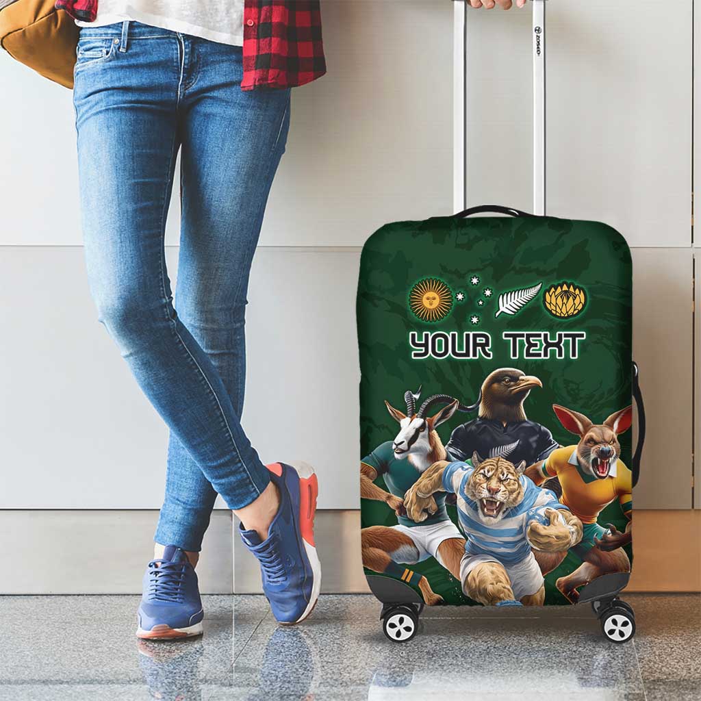 Custom Rugby Southern Hemisphere Luggage Cover Argentina AUNZ South Africa Mascot Green - Wonder Print Shop