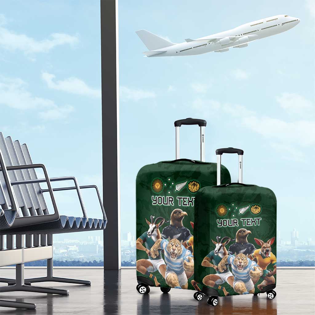 Custom Rugby Southern Hemisphere Luggage Cover Argentina AUNZ South Africa Mascot Green - Wonder Print Shop