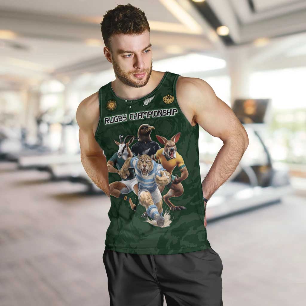 Custom Rugby Southern Hemisphere Men Tank Top Argentina AUNZ South Africa Mascot Green - Wonder Print Shop