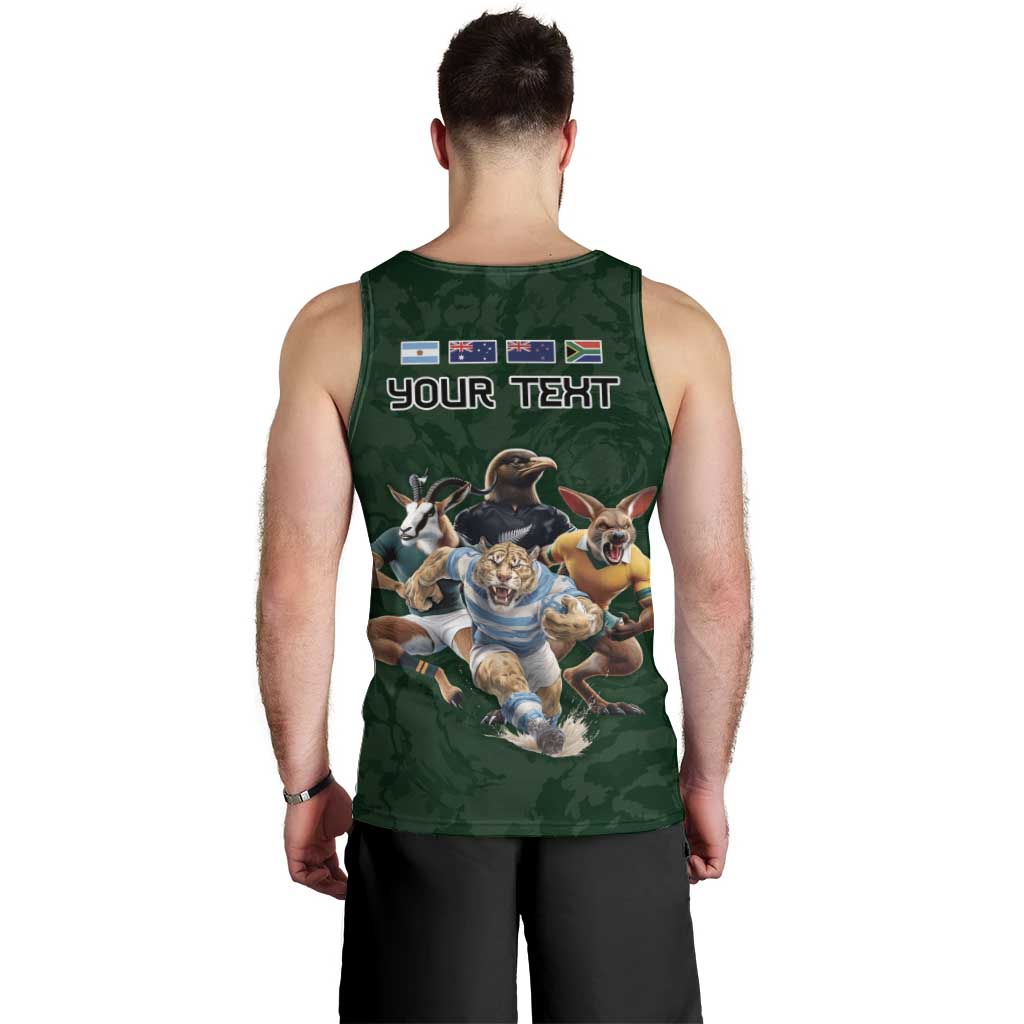 Custom Rugby Southern Hemisphere Men Tank Top Argentina AUNZ South Africa Mascot Green - Wonder Print Shop