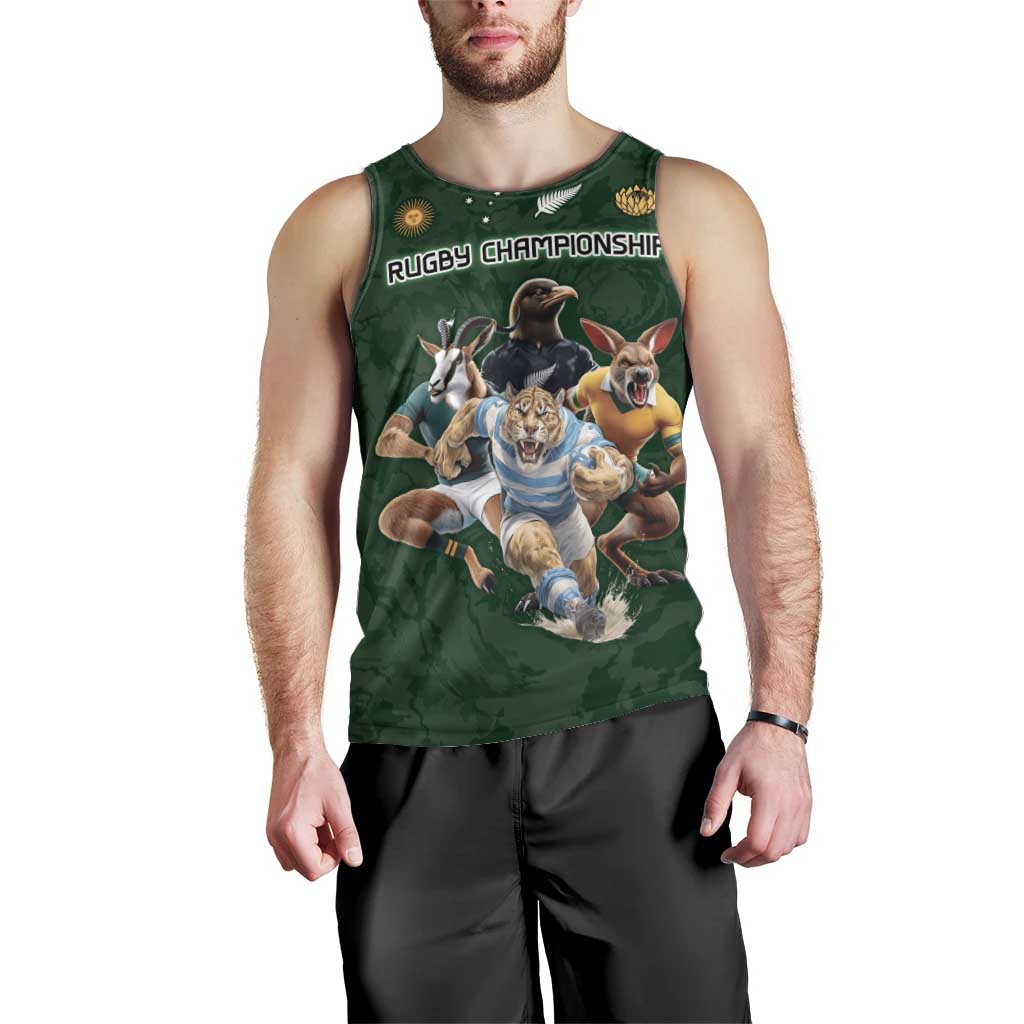 Custom Rugby Southern Hemisphere Men Tank Top Argentina AUNZ South Africa Mascot Green - Wonder Print Shop