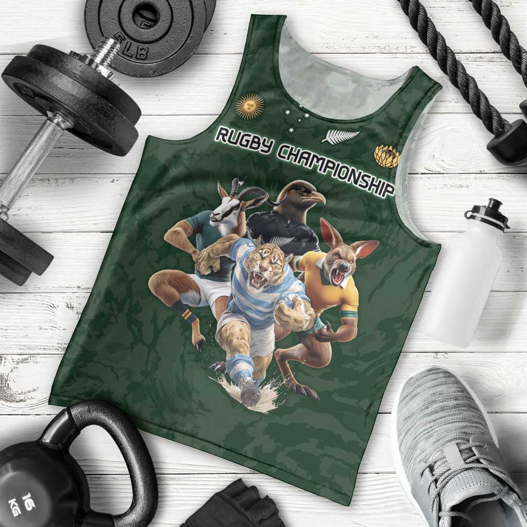 Custom Rugby Southern Hemisphere Men Tank Top Argentina AUNZ South Africa Mascot Green - Wonder Print Shop