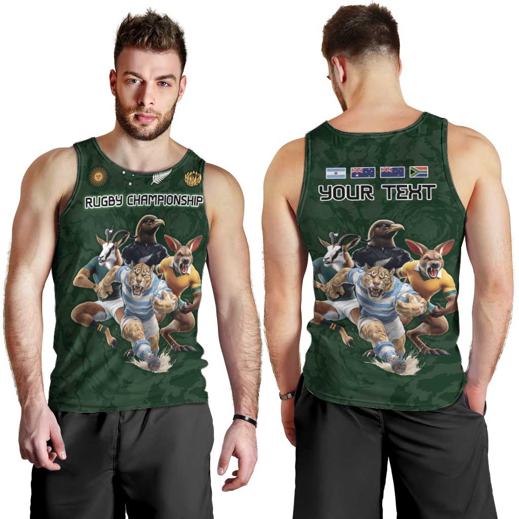 Custom Rugby Southern Hemisphere Men Tank Top Argentina AUNZ South Africa Mascot Green - Wonder Print Shop
