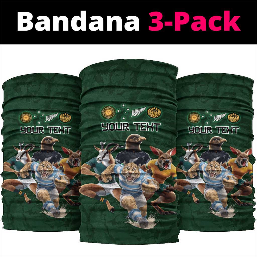 Custom Rugby Southern Hemisphere Neck Gaiter Argentina AUNZ South Africa Mascot Green - Wonder Print Shop
