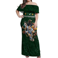 Custom Rugby Southern Hemisphere Off Shoulder Maxi Dress Argentina AUNZ South Africa Mascot Green - Wonder Print Shop