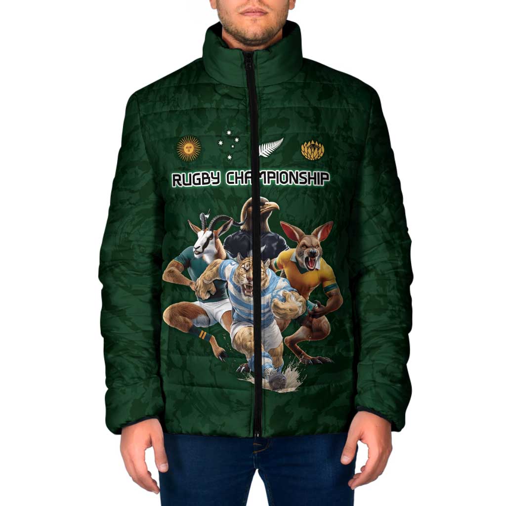 Custom Rugby Southern Hemisphere Padded Jacket Argentina AUNZ South Africa Mascot Green - Wonder Print Shop