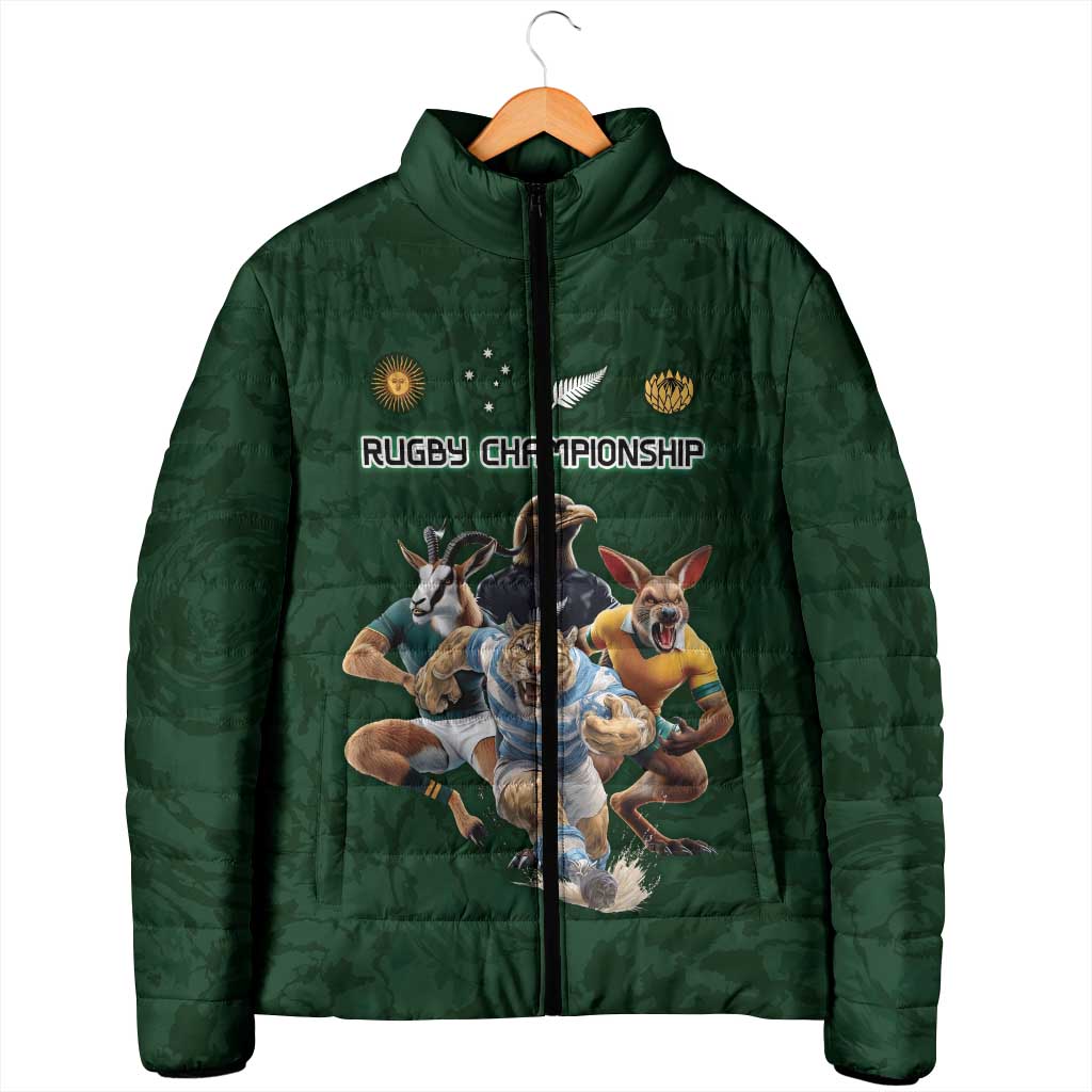 Custom Rugby Southern Hemisphere Padded Jacket Argentina AUNZ South Africa Mascot Green - Wonder Print Shop