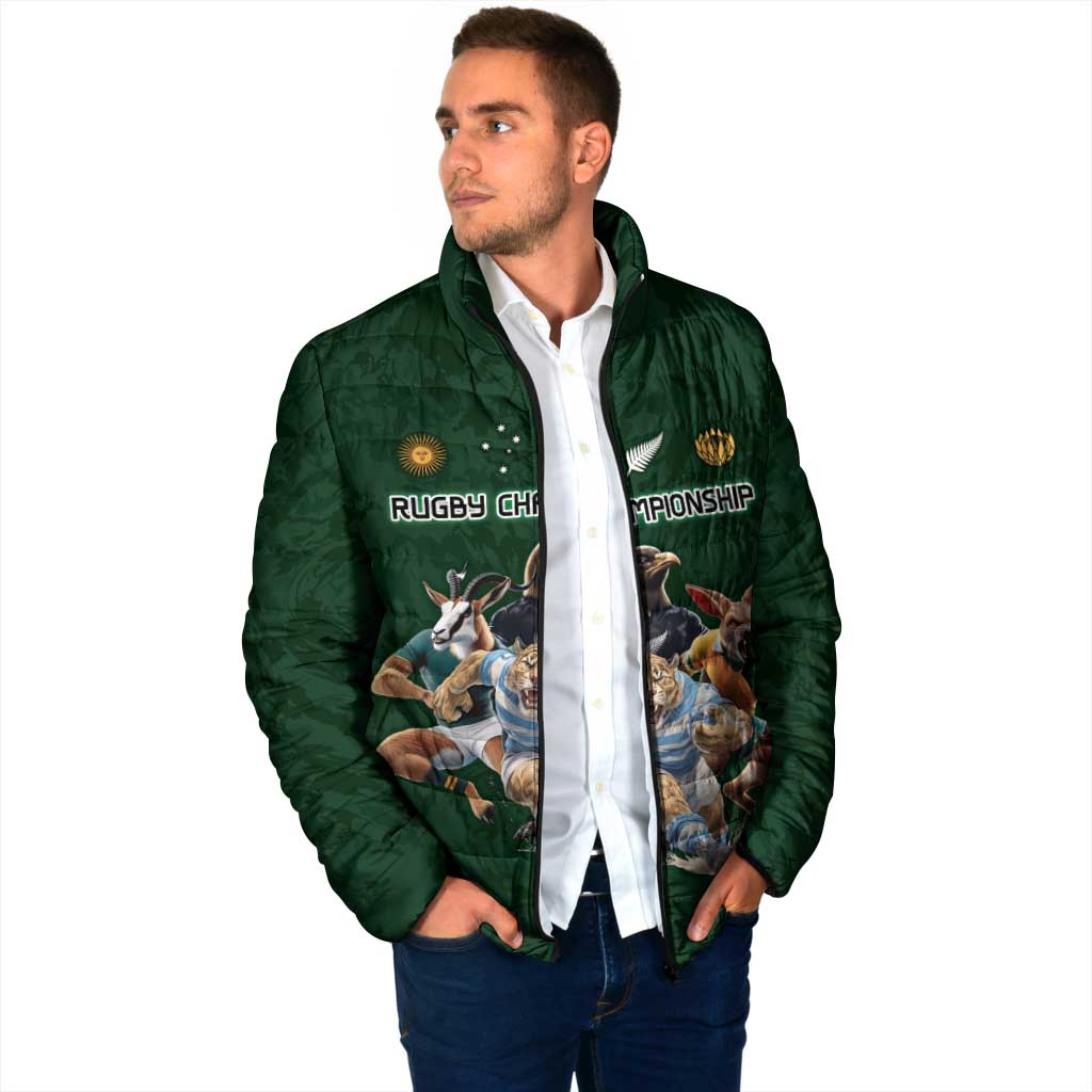 Custom Rugby Southern Hemisphere Padded Jacket Argentina AUNZ South Africa Mascot Green - Wonder Print Shop