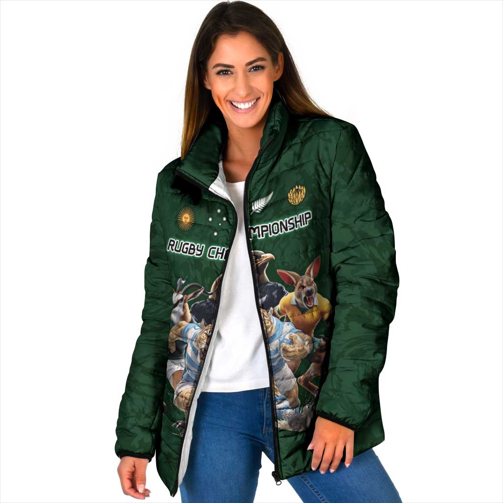 Custom Rugby Southern Hemisphere Padded Jacket Argentina AUNZ South Africa Mascot Green - Wonder Print Shop