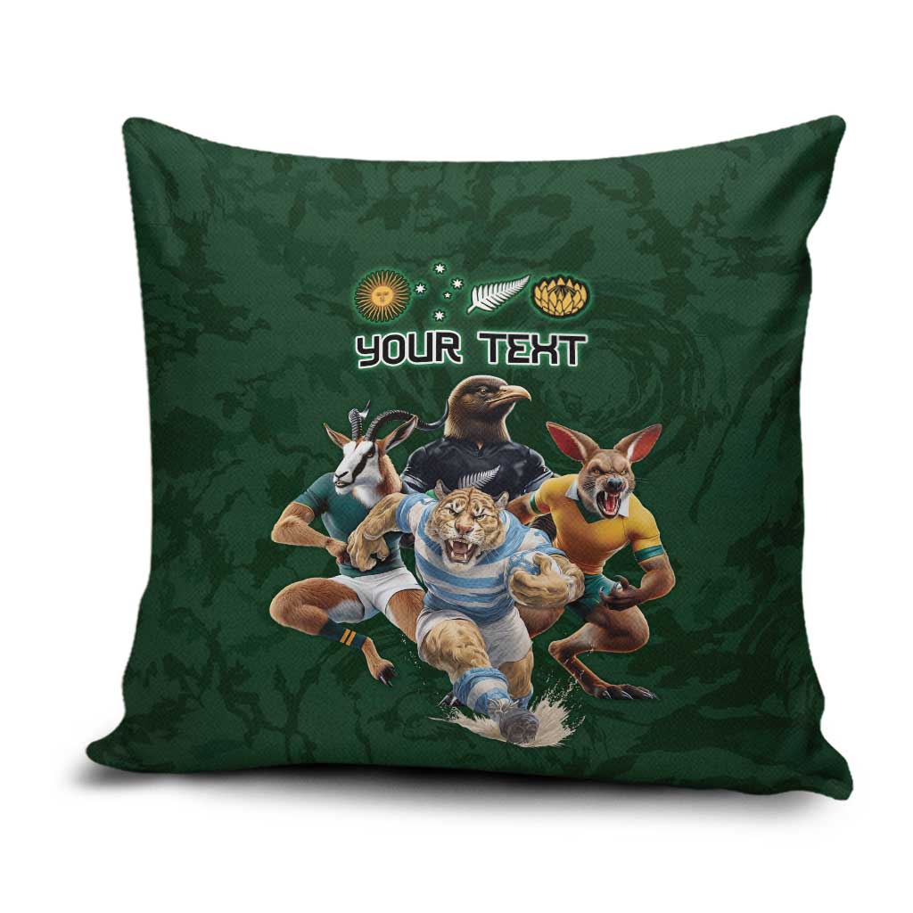 Custom Rugby Southern Hemisphere Pillow Cover Argentina AUNZ South Africa Mascot Green - Wonder Print Shop