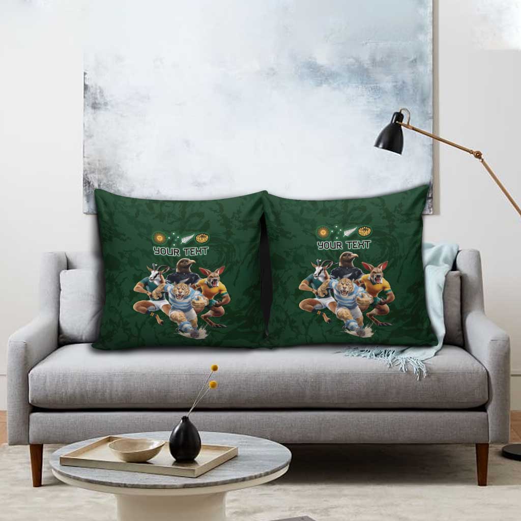 Custom Rugby Southern Hemisphere Pillow Cover Argentina AUNZ South Africa Mascot Green - Wonder Print Shop