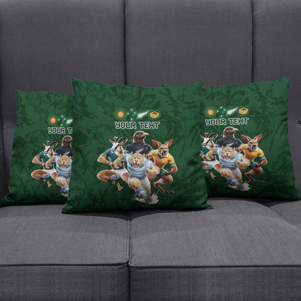 Custom Rugby Southern Hemisphere Pillow Cover Argentina AUNZ South Africa Mascot Green - Wonder Print Shop