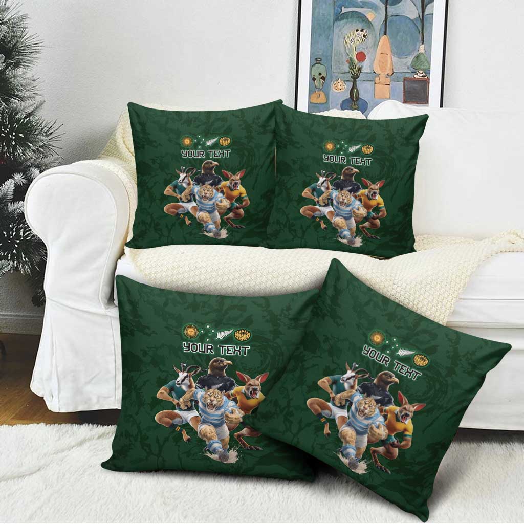 Custom Rugby Southern Hemisphere Pillow Cover Argentina AUNZ South Africa Mascot Green - Wonder Print Shop