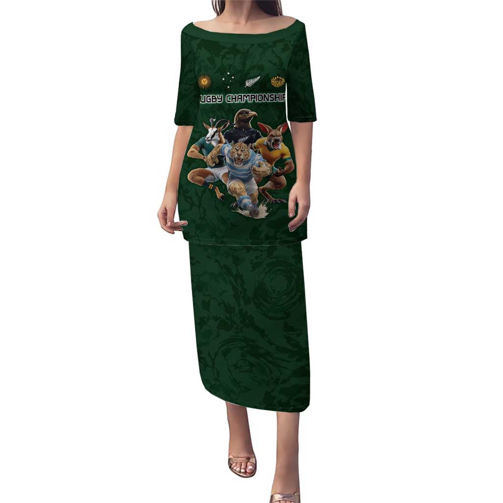 Custom Rugby Southern Hemisphere Puletasi Argentina AUNZ South Africa Mascot Green - Wonder Print Shop