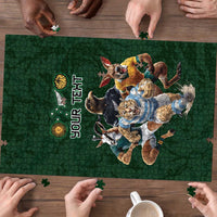 Custom Rugby Southern Hemisphere Puzzle Argentina AUNZ South Africa Mascot Green - Wonder Print Shop
