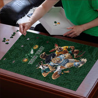 Custom Rugby Southern Hemisphere Puzzle Argentina AUNZ South Africa Mascot Green - Wonder Print Shop