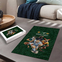 Custom Rugby Southern Hemisphere Puzzle Argentina AUNZ South Africa Mascot Green - Wonder Print Shop
