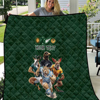 Custom Rugby Southern Hemisphere Quilt Argentina AUNZ South Africa Mascot Green - Wonder Print Shop