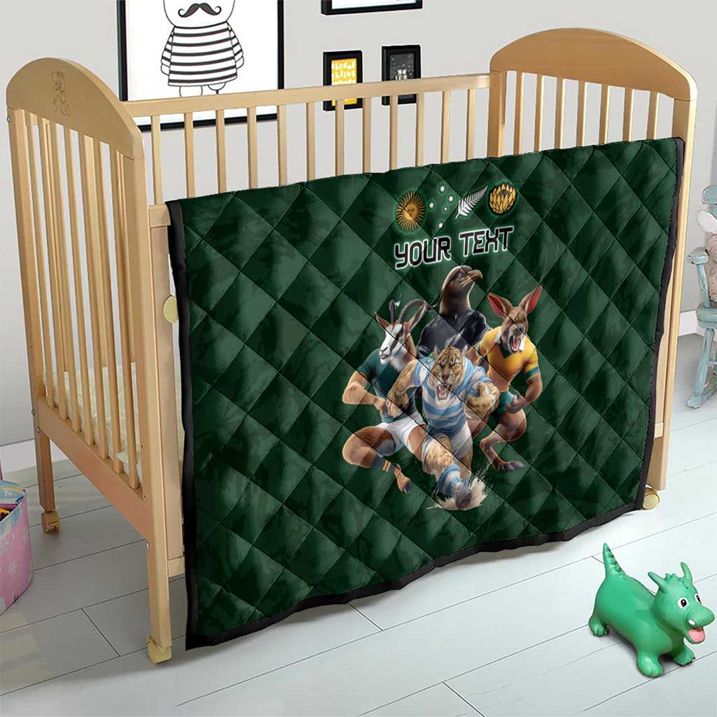 Custom Rugby Southern Hemisphere Quilt Argentina AUNZ South Africa Mascot Green - Wonder Print Shop