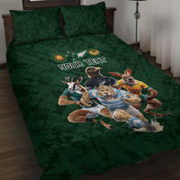 Custom Rugby Southern Hemisphere Quilt Bed Set Argentina AUNZ South Africa Mascot Green - Wonder Print Shop