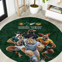 Custom Rugby Southern Hemisphere Round Carpet Argentina AUNZ South Africa Mascot Green - Wonder Print Shop