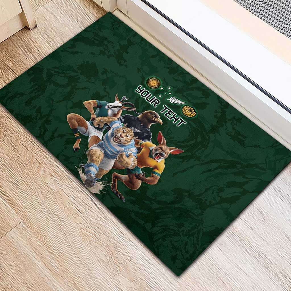 Custom Rugby Southern Hemisphere Rubber Doormat Argentina AUNZ South Africa Mascot Green - Wonder Print Shop