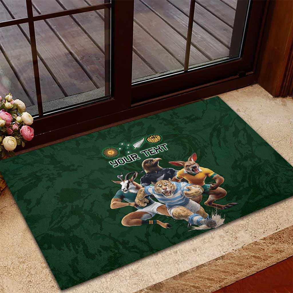 Custom Rugby Southern Hemisphere Rubber Doormat Argentina AUNZ South Africa Mascot Green - Wonder Print Shop