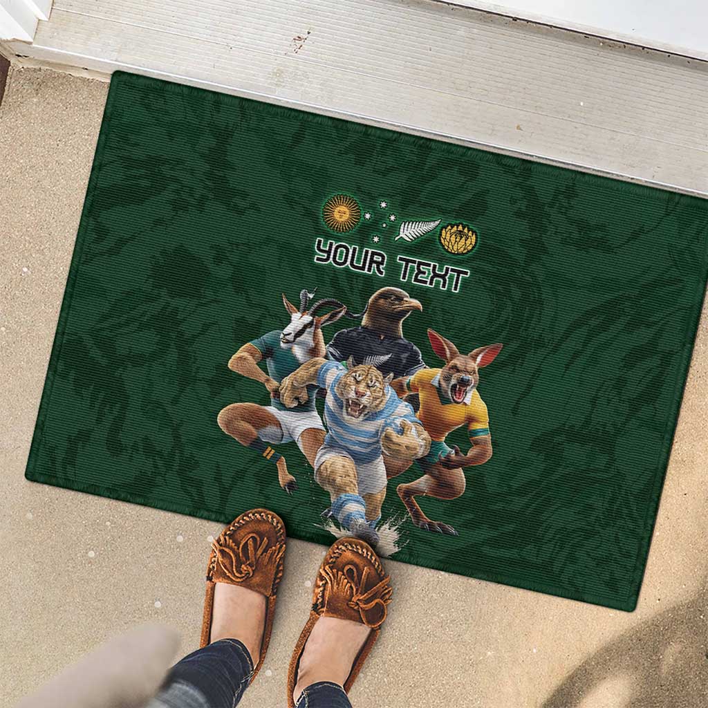 Custom Rugby Southern Hemisphere Rubber Doormat Argentina AUNZ South Africa Mascot Green - Wonder Print Shop