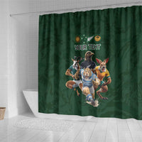 Custom Rugby Southern Hemisphere Shower Curtain Argentina AUNZ South Africa Mascot Green - Wonder Print Shop