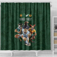 Custom Rugby Southern Hemisphere Shower Curtain Argentina AUNZ South Africa Mascot Green - Wonder Print Shop
