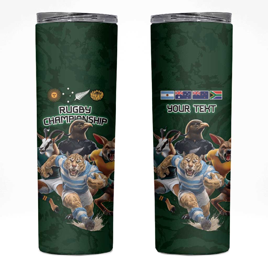 Custom Rugby Southern Hemisphere Skinny Tumbler Argentina AUNZ South Africa Mascot Green - Wonder Print Shop