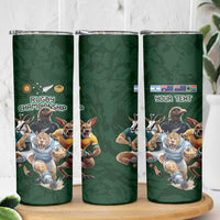 Custom Rugby Southern Hemisphere Skinny Tumbler Argentina AUNZ South Africa Mascot Green - Wonder Print Shop