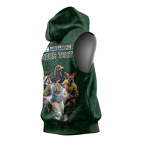 Custom Rugby Southern Hemisphere Sleeveless Hoodie Argentina AUNZ South Africa Mascot Green - Wonder Print Shop